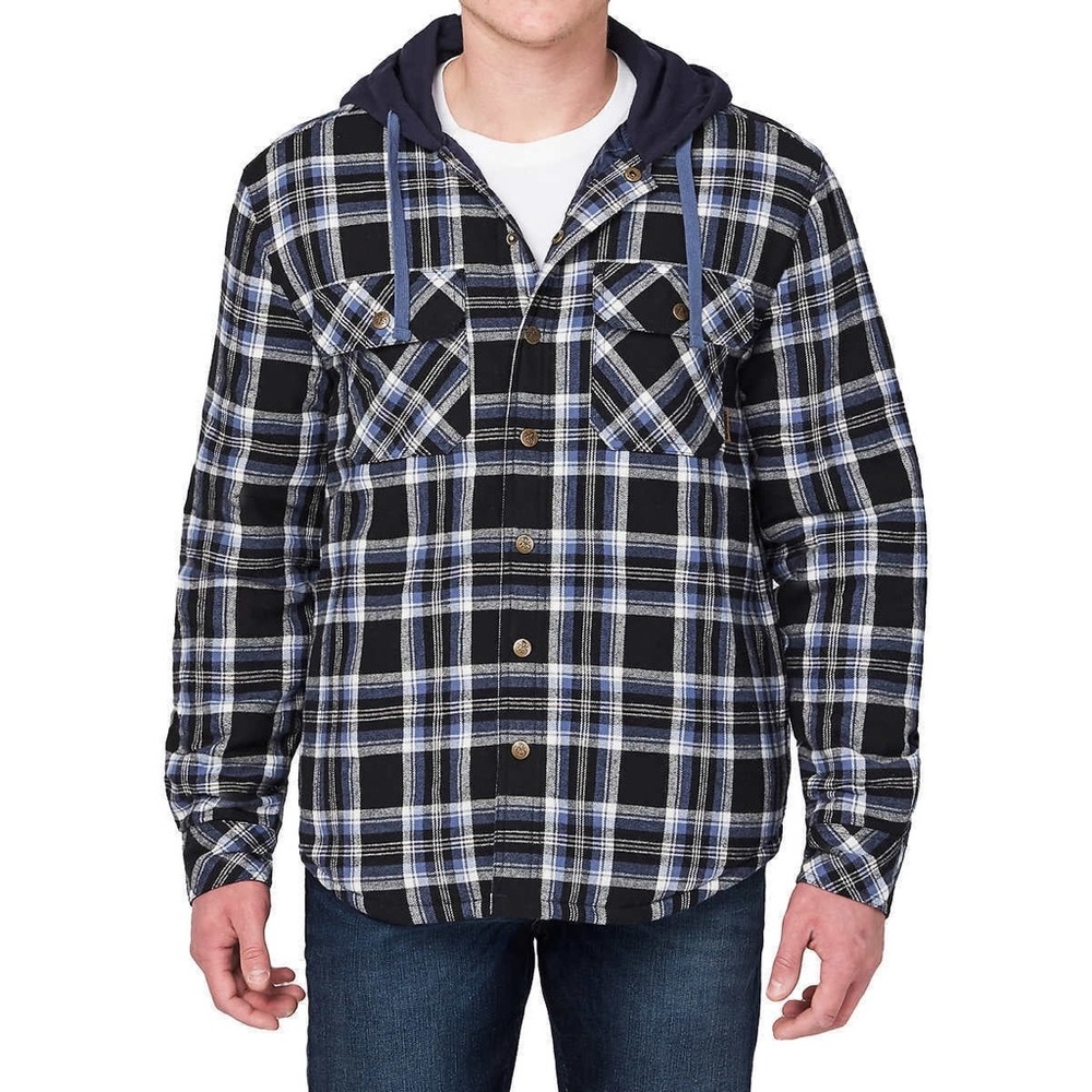 Legendary outfitters Plaid Hooded Flannel quilted linned Shirt dadcore gorpcore